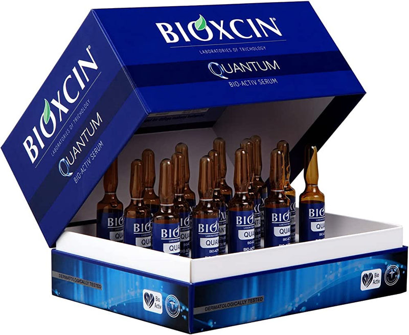 Bioxcin, Serum Quantum, 15 Ampoules, Traitement d'un mois + Shampooing à l'ail noir contre la chute des cheveux, 300ml