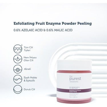 The Purest Solutions, Exfoliant à la poudre d'enzymes de fruits, 0,6 % d'acide azélaïque et 0,6 % d'acide malique, 55 g