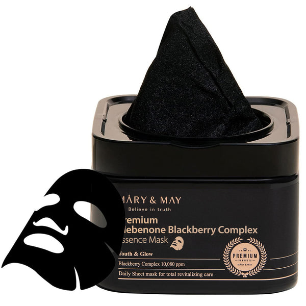 Mary&May, Masque Essence Premium Idebenone Blackberry Complex, 20pcs