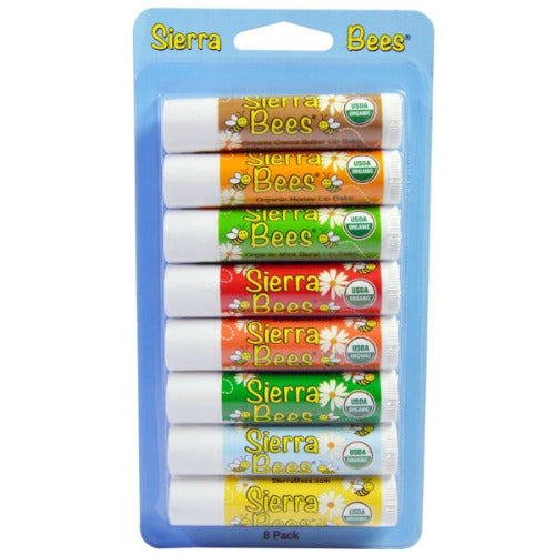 Sierra Bees, Pack combiné de baumes à lèvres biologiques, paquet de 8, 0,15 oz (4,25 g) chacun