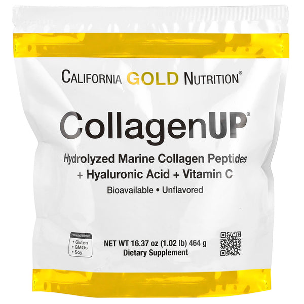 California Gold Nutrition, CollagenUP, collagène hydrolysé marin + acide hyaluronique + vitamine C, Sans saveur  (464 g)