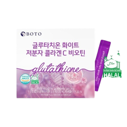 Boto, Glutathione White Small Molecule Collagen C Biotin, 4g x 30 sachets