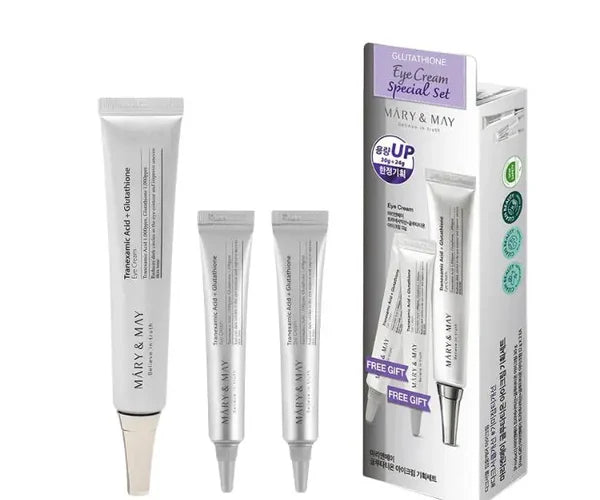 Mary&May, kit Crème Des Yeux à l'Acide Tranexamique + Glutathion, 3 pcs (30g + 12g + 12g)