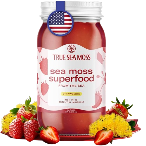 True Sea Moss, Gel de mousse de mer, Fraise, 453g