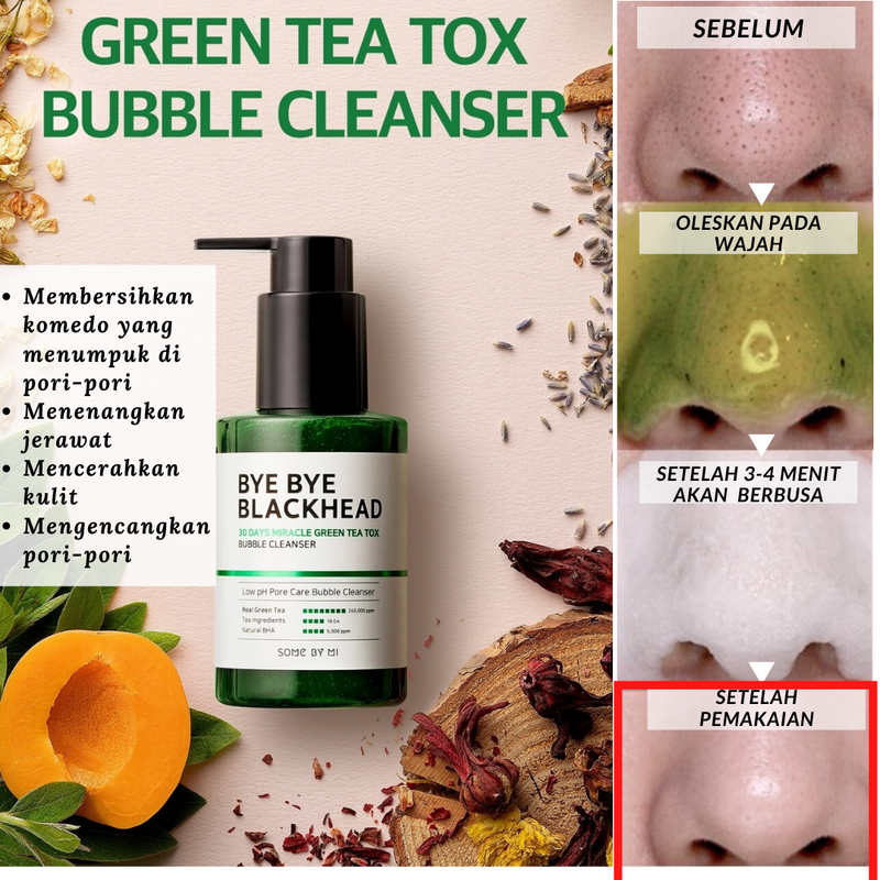 Some By Mi, Gel nettoyant bulles 30 Days Miracle Green Tea Tox, 120g (Bye Bye Blackhead)