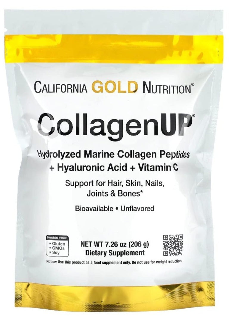 California Gold Nutrition, CollagenUP, collagène hydrolysé marin + acide hyaluronique + vitamine C, Sans saveur  (206 g)