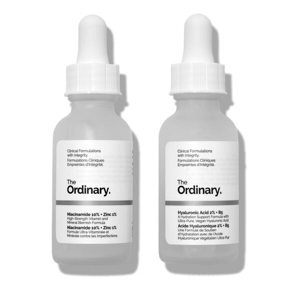 The Ordinary, The Skin Support Set, Niacinamide + Acide Hyaluronique, 30 ml + 30 ml