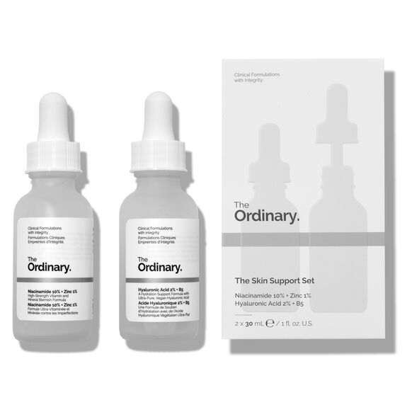 The Ordinary, The Skin Support Set, Niacinamide + Acide Hyaluronique, 30 ml + 30 ml